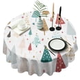 thumbnail image 1 of White Christmas Tree Pattern Round Tablecloth 60"x60",Wrinkle Wipeable Table Cloth for Kitchen Dining Room Picnic Patio Party, 1 of 6