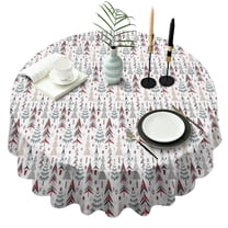 White Christmas Tree Pattern Round Tablecloth 60"x60",Wrinkle Wipeable Table Cloth for Kitchen Dining Room Picnic Patio Party