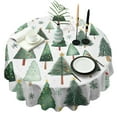 thumbnail image 1 of White Christmas Tree Pattern Round Tablecloth 60"x60",Wrinkle Wipeable Table Cloth for Kitchen Dining Room Picnic Patio Party, 1 of 6