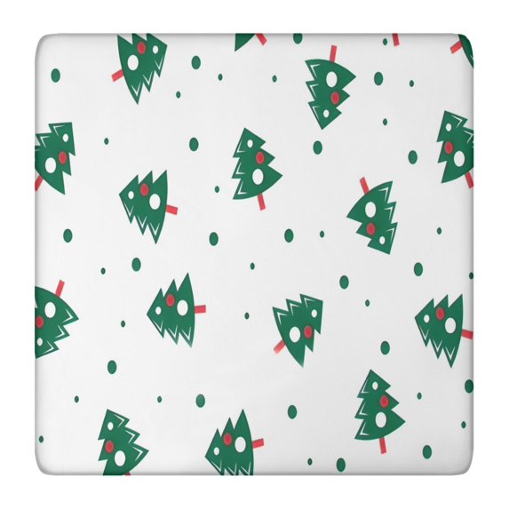 White Christmas Tree Pattern Square Fitted Tablecloth with Elastic Edge,Square Table Cover,Washable Elastic Table Cover for Home Kitchen Party Decor 36"x36"