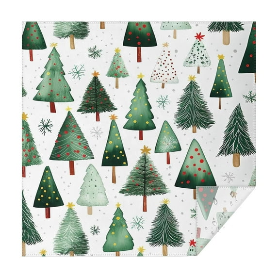White Christmas Tree Pattern Square Tablecloth,Waterproof Square Table Cover,Wipeable Spillproof Washable Table Cover for Home Kitchen Party Decor 52"x52"(132x132cm)