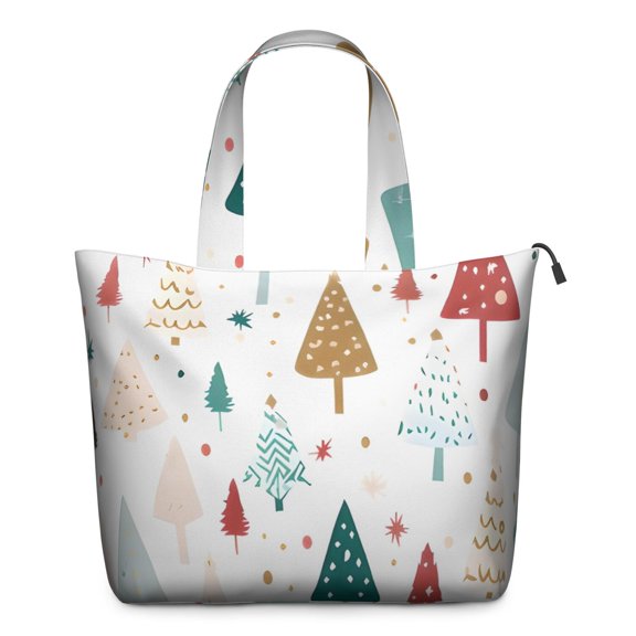 White Christmas Tree Pattern Travel Tote Bags for Women Carry On,Large Weekender Bags for Women Travel,Multi Functional Duffle Bag for Work,Shopping,Sports