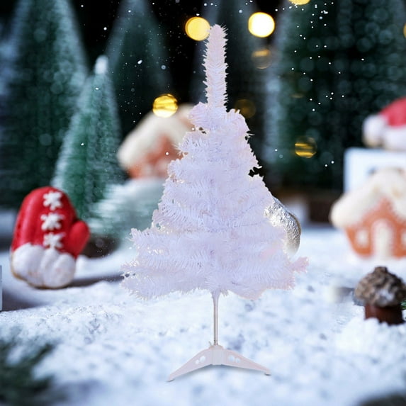 White Christmas Tree Small, 12 Inch Tabletop Mini Artificial Tree for Home Office Desk Decor, Holiday Decoration Supplies(White)