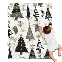 White Christmas Tree and Snowflake Pattern Blanket,Comfortable Soft Flannel Throw Blanket,All Season,Warm Lightweight Blankets for Sofa Bed Couch Living Room Chair,30"x40"