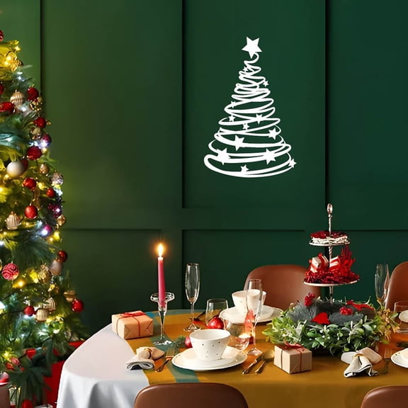White Christmas Tree Wall Stickers Christmas Tree Vinyl Wall Decals Christmas Tree Adhesive Sticker DIY Vinyl Art Decor