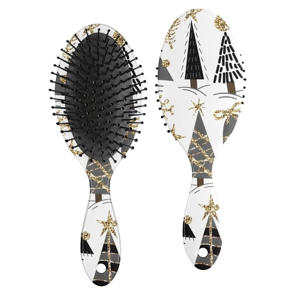 White Christmas Tree and Snowflake Pattern Hair Brush,Girls Detangling Hair Brush,Glide Through Tangles with Ease for Wet & Dry Hair,8.8"X2.8"