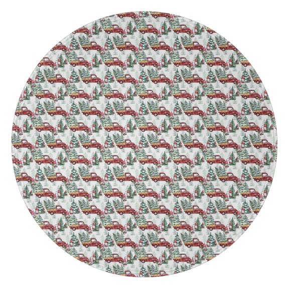 White Christmas Truck and Tree Pattern Round Blanket,Comfortable Soft Flannel Throw Blanket,All Season,Warm Lightweight Blankets for Sofa Bed Couch Living Room Chair 47"x47"