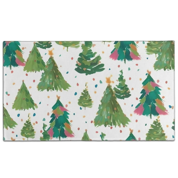 White Christmas Watercolor Tree Pattern Door Rugs,Washable Non Slip Door Mats Indoor,Decorative Door Mats,Entry Mat Indoor for Entrance,Bedroom,Kitchen,Bathroom,17"x30"
