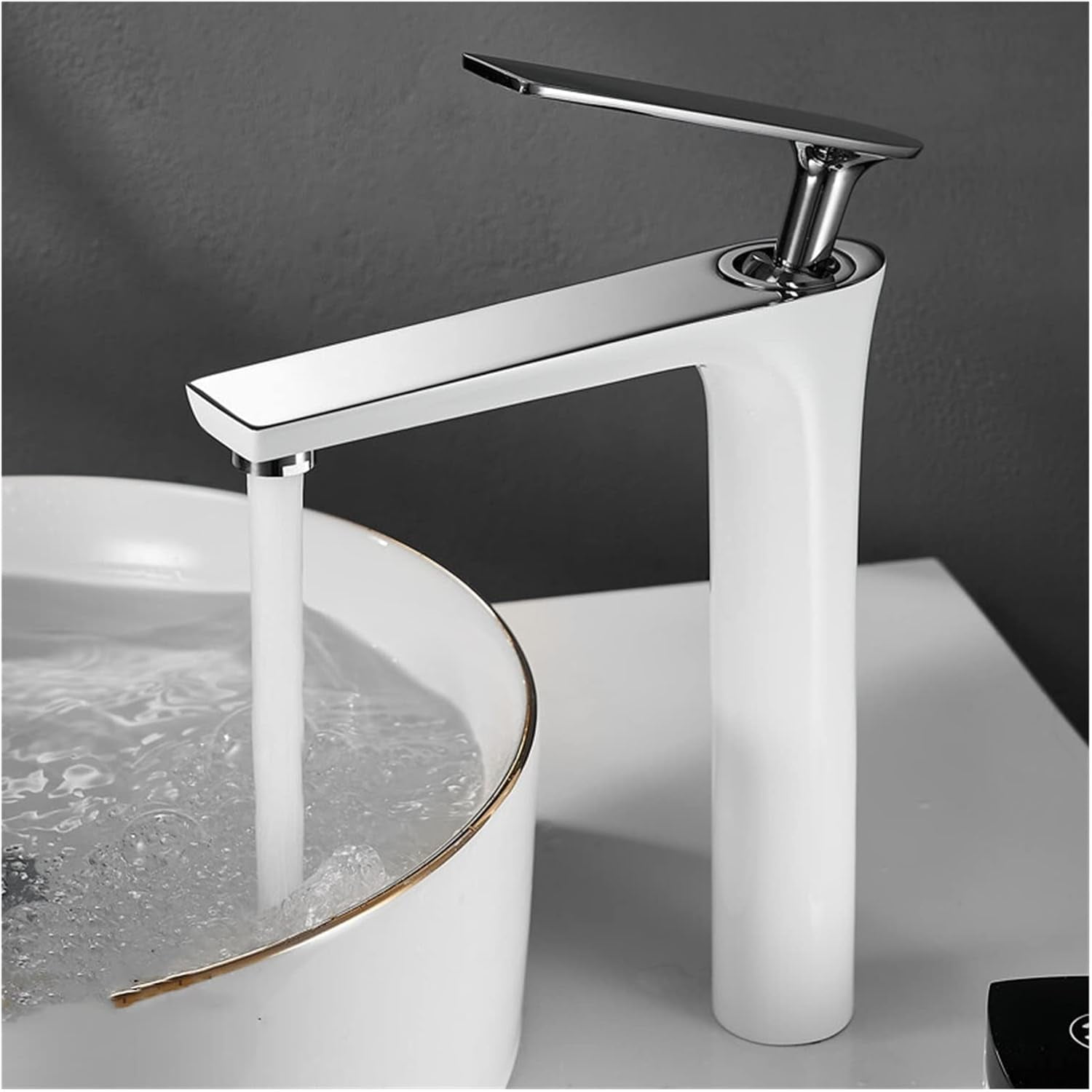 White Chrome Faucet Bathroom Sink Faucets Hot Cold Water Mixer Crane