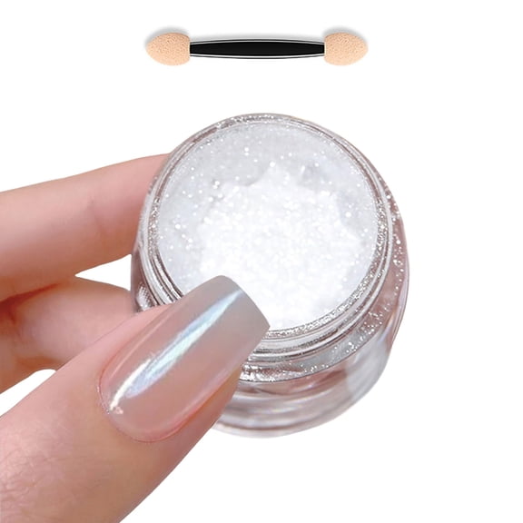 White Chrome Powder Shimmered Chrome Pigment Powder Mirrored Effect Nails Art Powder for Manicures Decorations