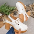 thumbnail image 1 of White Chunky Platform Clogs for Women Mary Jane Heels Retro Faux Faux Leather Shoes Non-Slip Adjustable Buckle,Size 39, 1 of 9