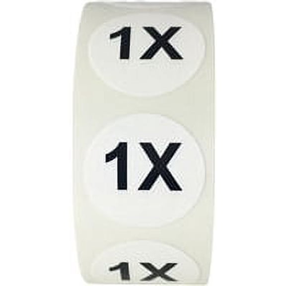White Circle 1X Clothing Stickers | 0.75" Inch Round | 500 Pack