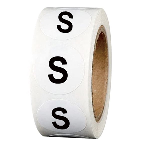 White Circle Clothing Size Stickers For Retail Apparel 1In 500 Total Adhesive Labels - P101