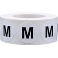 thumbnail image 1 of White Circle M Clothing Stickers | 0.75" Inch Round | 500 Pack, 1 of 2
