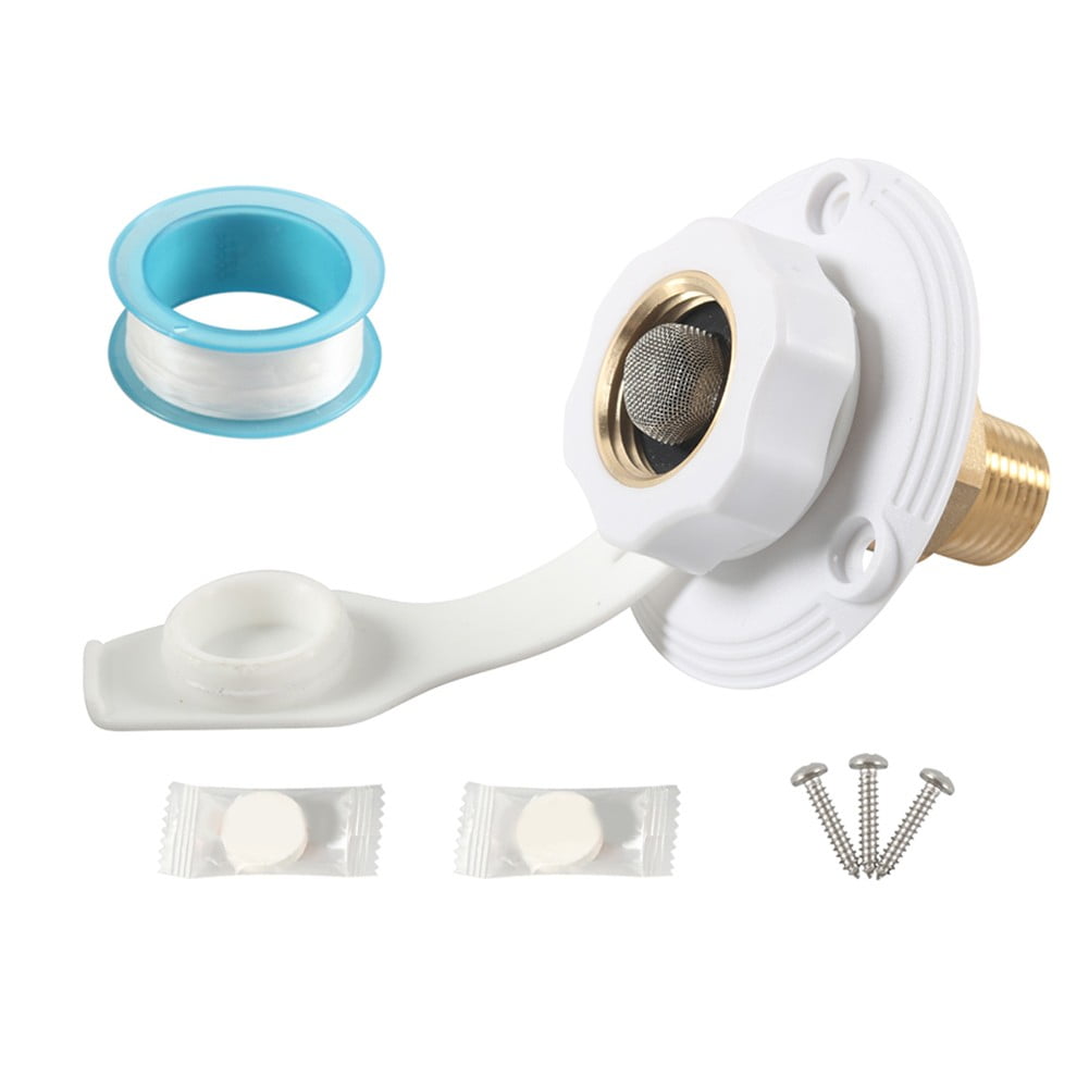 Renator RV City Water Inlet Flange With Check Valve - Brass Connection, White - View #8