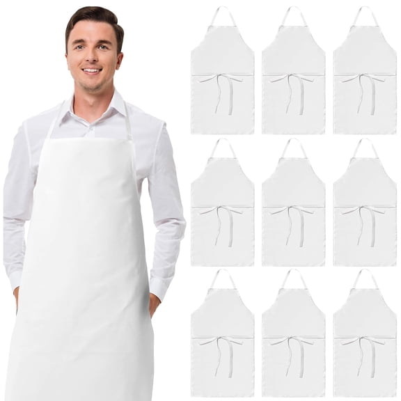 White Classic 12 Pack - Black Server Waist Aprons with 3 Pockets, Waitress Half Apron