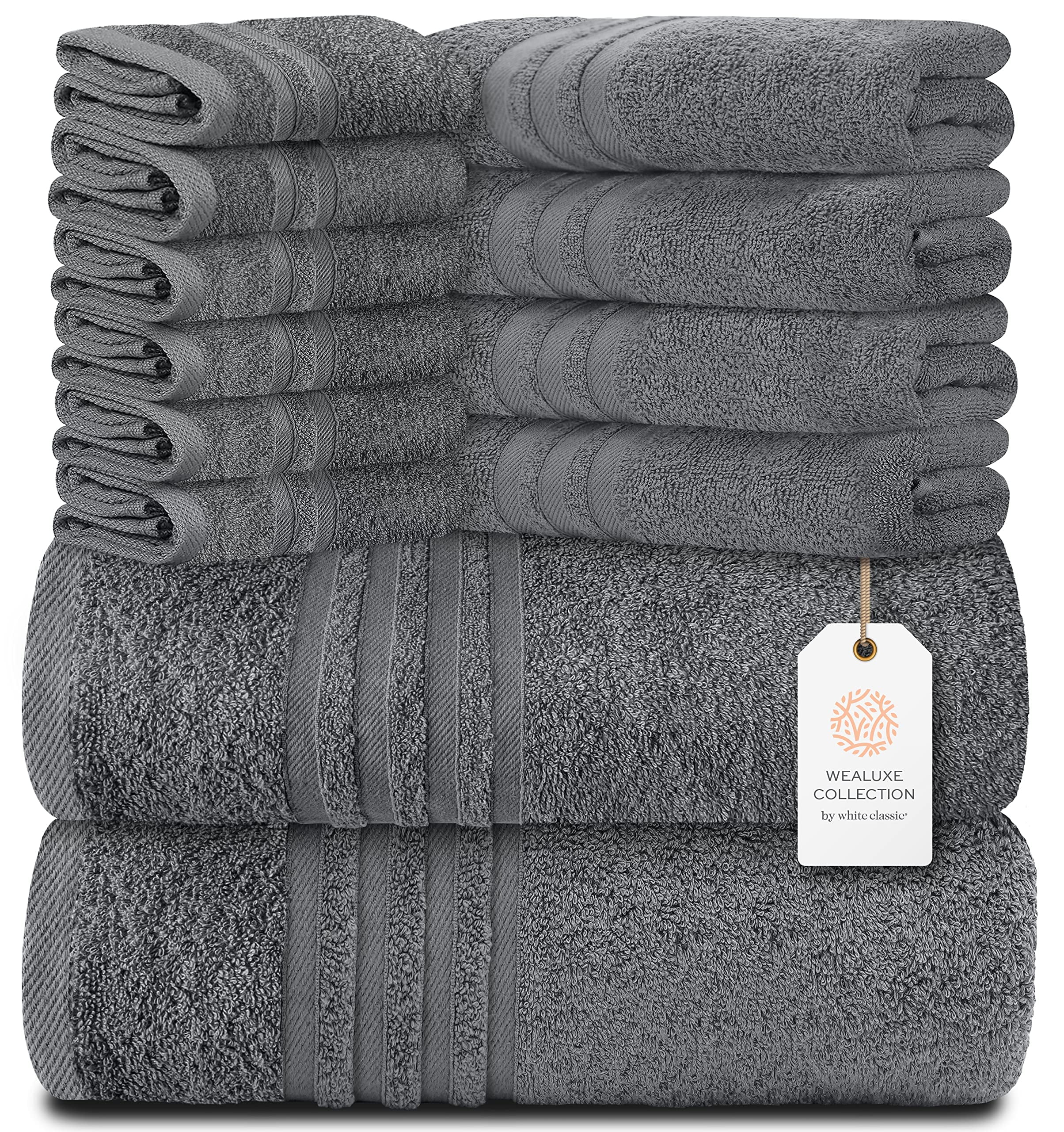 Dwell Studio Wicker Park Ultra Soft 100% Cotton 6-Piece Towel Set (White): 2 Bath Towels, 2 Hand Towels, 2 Washcloths, Long-Staple Cotton, Spa Hotel