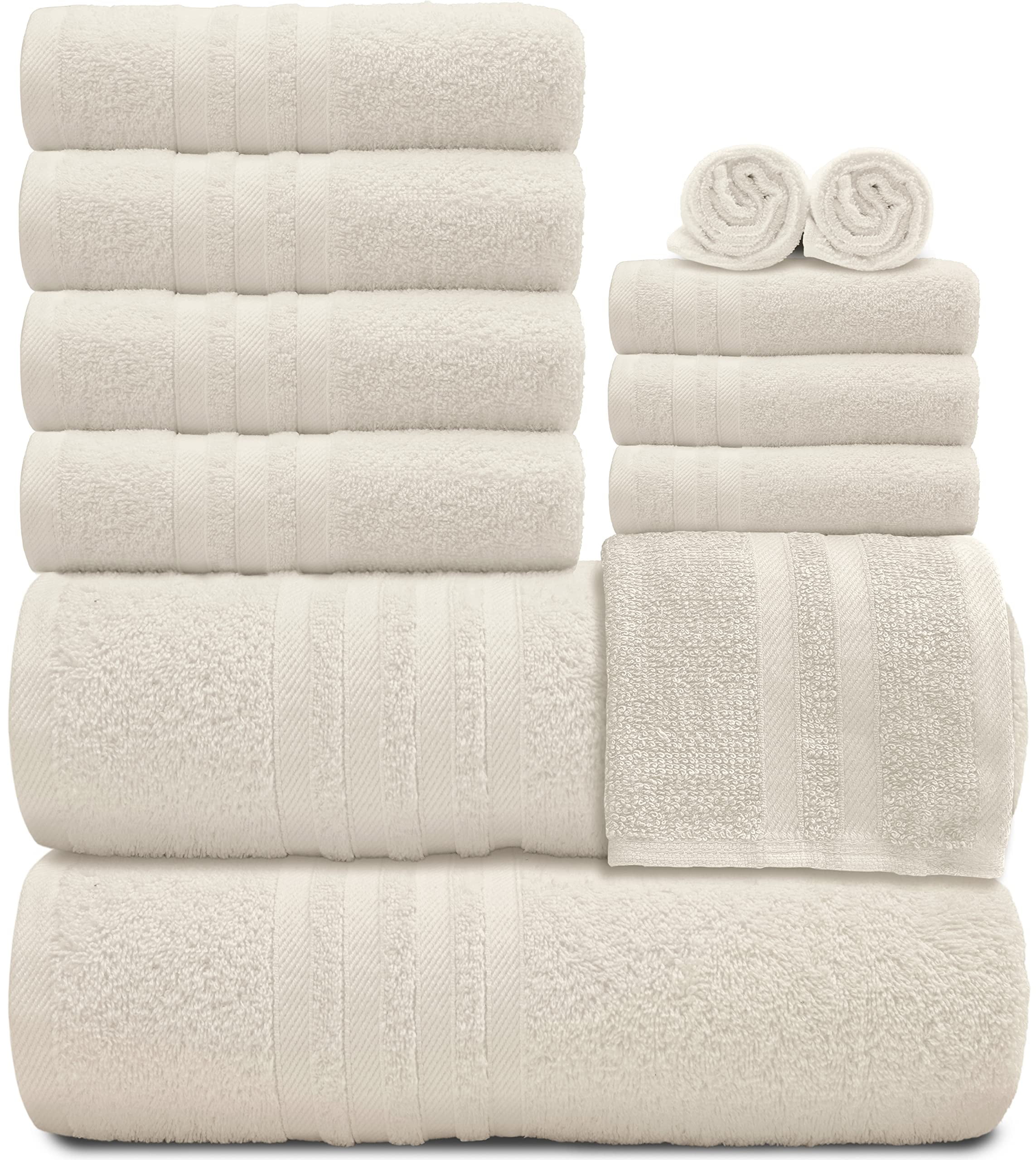 Wealuxe Ivory 12Piece Bath Towel Set 2 Bath Towels, 4 Hand Towels, 6