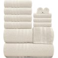 thumbnail image 1 of White Classic 12 Piece Bath Towel Set for Bathroom - Wealuxe Collection 2 Bath Towels, 4 Hand Towels, 6 Washcloths 100% Cotton Soft and Plush Highly Absorbent, Soft Towel for Hotel & Spa - Ivory, 1 of 7