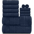 Wealuxe 12 Pc Navy Bath Towel Set 2 Bath, 4 Hand, 6 Washcloths, 100