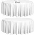 White Classic 120" Round Tablecloth Fabric Washable for Wedding