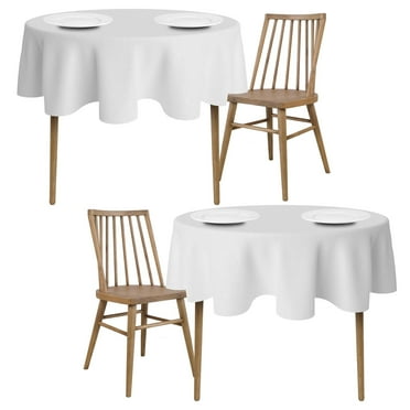 White Classic [2 Pack] 60" Round Premium Tablecloths for Wedding | Banquet | Restaurant | Washable Fabric Table Cloth | White