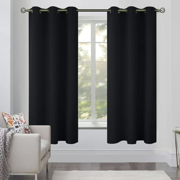 White Classic [2-Panels] Cozlo Blackout Curtains for Bedroom with Grommet Black Out Room Darkening Window Curtains Thermal Insulated Drapes (42x84 inch, Black)