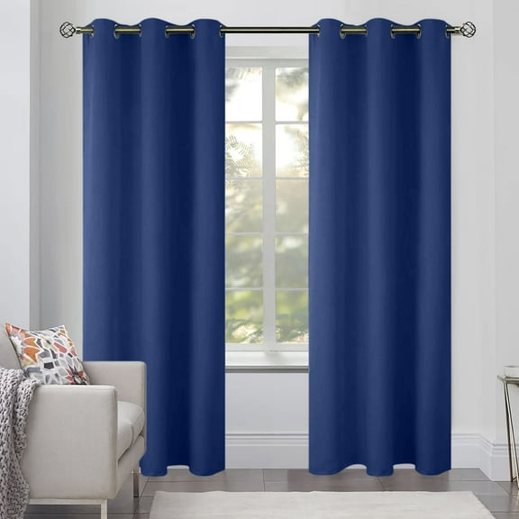 White Classic [2-Panels] Cozlo Blackout Curtains for Bedroom with Grommet Black Out Room Darkening Window Curtains Thermal Insulated Drapes (42x84 inch, Navy Blue)