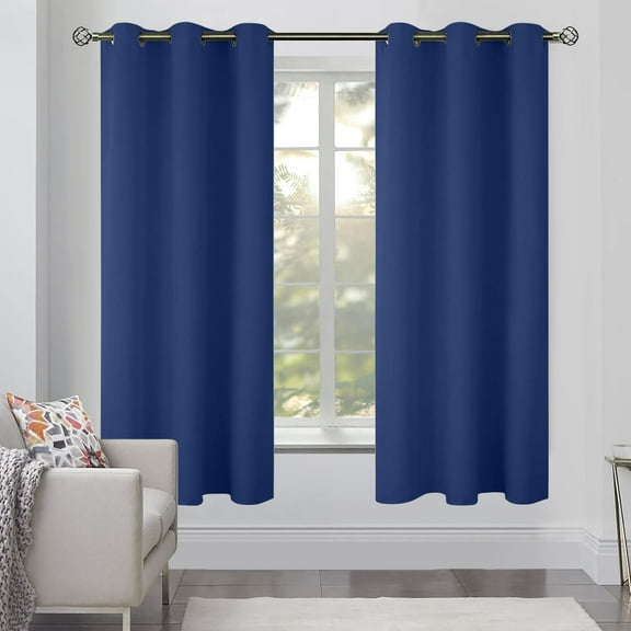 White Classic [2-Panels] Cozlo Blackout Curtains for Bedroom with Grommet Black Out Room Darkening Window Curtains Thermal Insulated Drapes (52x84 inch, Navy Blue)