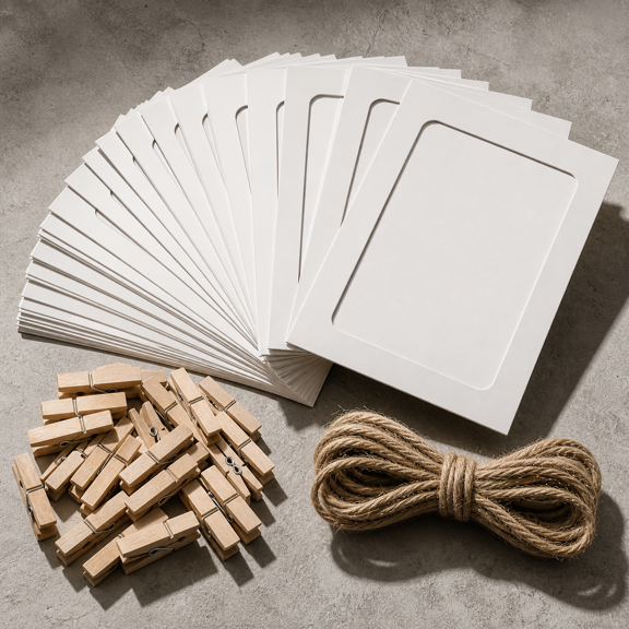 White Classic 4x6 Paper Picture Frame Kit