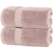 White Classic Luxury 650 Gsm Cotton Bath Sheet Towels, Extra Large Bathroom Towels Oversized, Pink, 35 x 70, 2 Pack