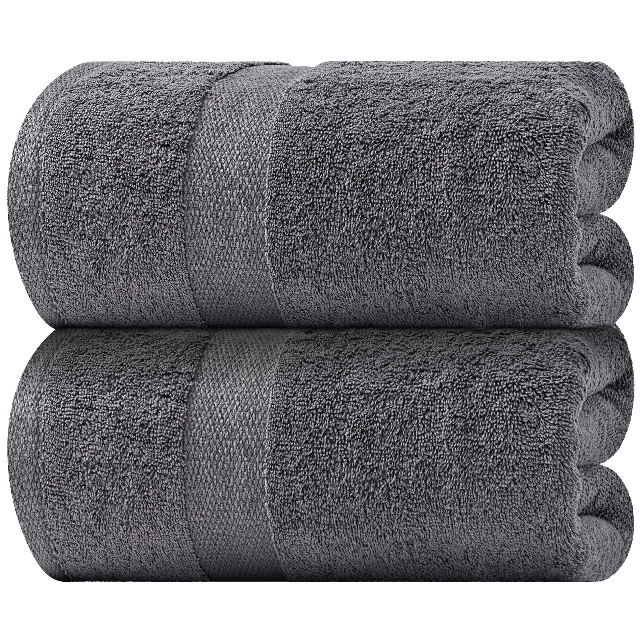 White Classic Luxury 650 Gsm Cotton Bath Sheet Towels, Extra Large Bathroom Towels Oversized, Gray, 35 x 70, 2 Pack