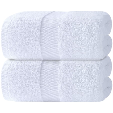White Classic Luxury 650 Gsm Cotton Bath Sheet Towels, Extra Large Bathroom Towels Oversized, White, 35 x 70, 2 Pack
