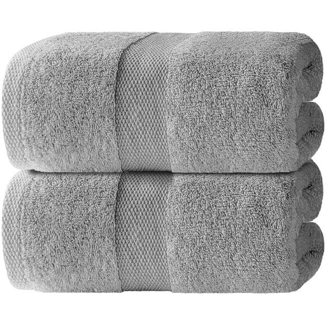 White Classic Luxury 650 Gsm Cotton Bath Sheet Towels, Extra Large Bathroom Towels Oversized, Light Gray, 35 x 70, 2 Pack