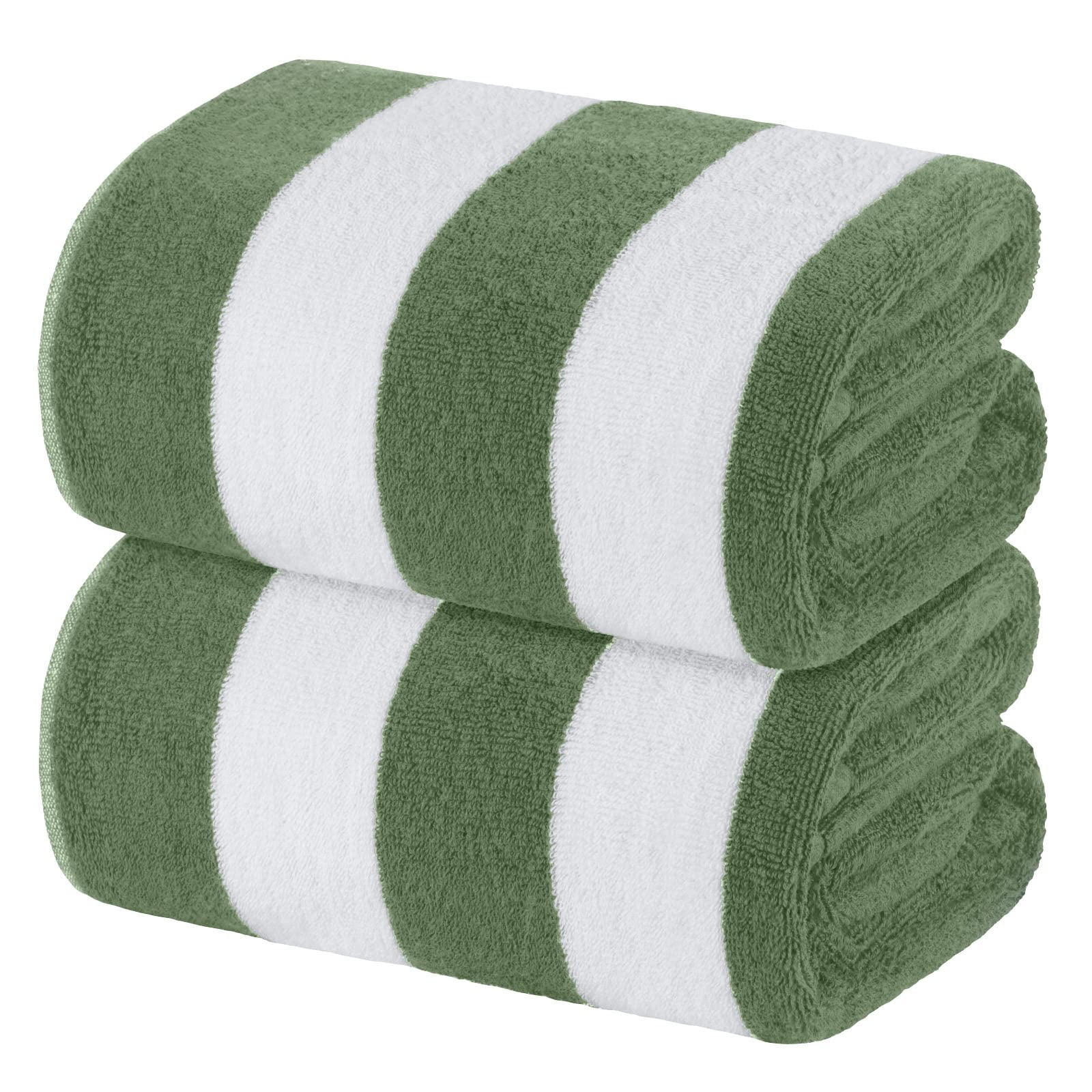 Striped 100% Cotton Lime Green Striped Pool Beach Bath Towel 75x150cm XL  Towels