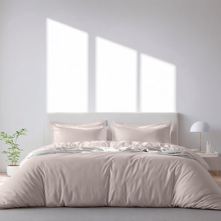 White Classic Luxury Collection 3-Piece Microfiber Zippered Duvet Cover Set, Beige, Queen, 90 x 90