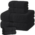 thumbnail image 1 of White Classic Black Bath Towel Set of 6 - 100% Cotton Highly Absorbent Towels for Bathroom, 2 Luxury Bath Towels 650GSM, 2 Hand Towels, 2 Washcloths, 1 of 7