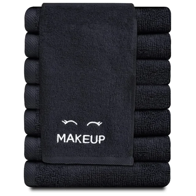 White Classic Bleach Safe Black Makeup Towels Luxury Ultra Soft
