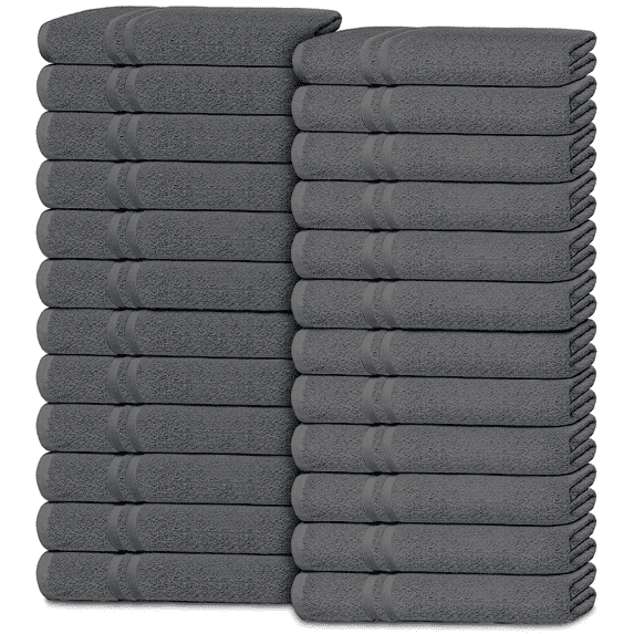 White Classic Bundle Washcloth 24 pack, Gray Kids Washcloth and Towel Set 12x12, Cotton Multipurpose Small Hand Towels, Kitchen Towels Set, Salon Face Towels, Bathroom Wash Cloths, Gray, Set of 24