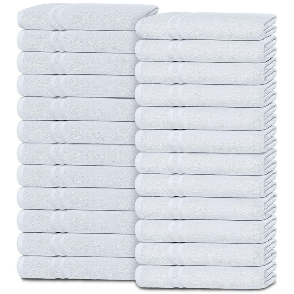 White Classic Bundle Washcloth 24 pack, White Kids Washcloth and Towel Set 12x12, Cotton Multipurpose Small Hand Towels, Kitchen Towels Set, Salon Face Towels, Bathroom Wash Cloths, White, Set of 24