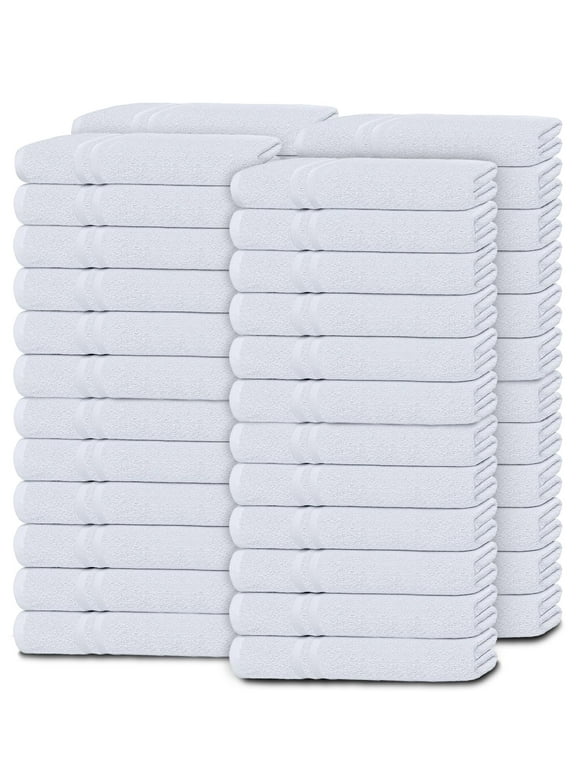 White Classic Cotton White Washcloths, Soft Absorbent Bathroom Face Towel Set, Hotel, Spa, Sport Bulk White Wash Cloths, Multipurpose Bath Facecloth Home or Professional | 12x12 inch, 48 Pack, White