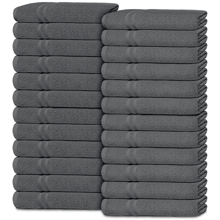 White Classic Bundle Washcloth 24 pack Gray Kids Washcloth and Towel Set 12x12 Cotton Multipurpose Small Hand Towels Kitchen Towels Set Salon Face