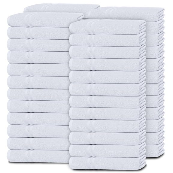 White Classic Wealuxe Collection 48-Piece 600 Gsm Ring-Spun Cotton Washcloths, White, 12 x 12