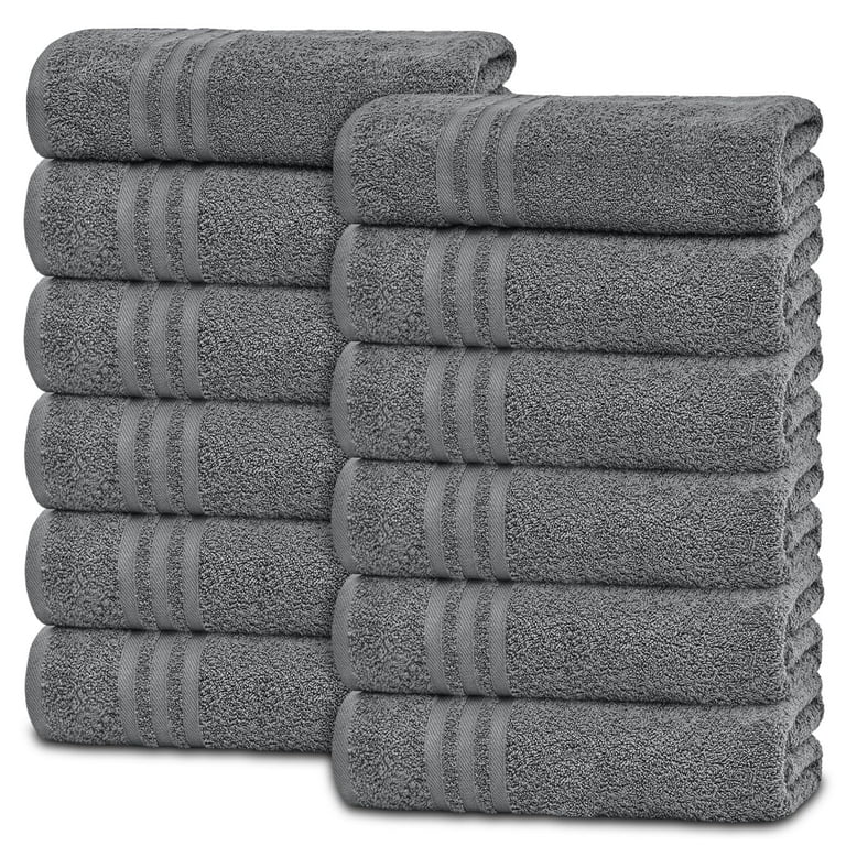 Wealuxe 12 Pack 100 Cotton Hand Towels Gray 16x27 Inch Soft Lightweight Washable Walmart