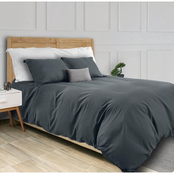 White Classic Luxury Collection 3-Piece Microfiber Zippered Duvet Cover Set, Gray, King, 104 x 90