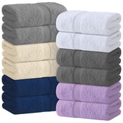 White Classic Wealuxe Collection 100% Cotton Hand Towels, Multicolor, 16 x 27, 12 Pack