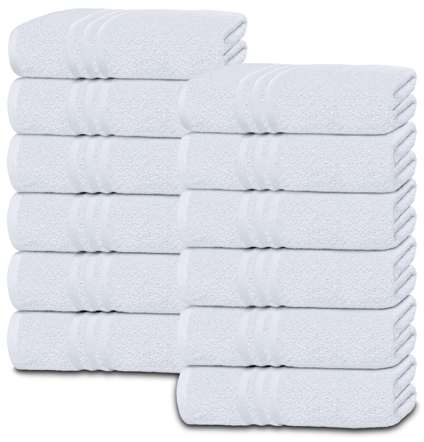 Arkwright Admiral Bathroom Hand Towels (12-Pack), 16x27 in., White, Cotton/Poly Blend, Size: 16 x 27