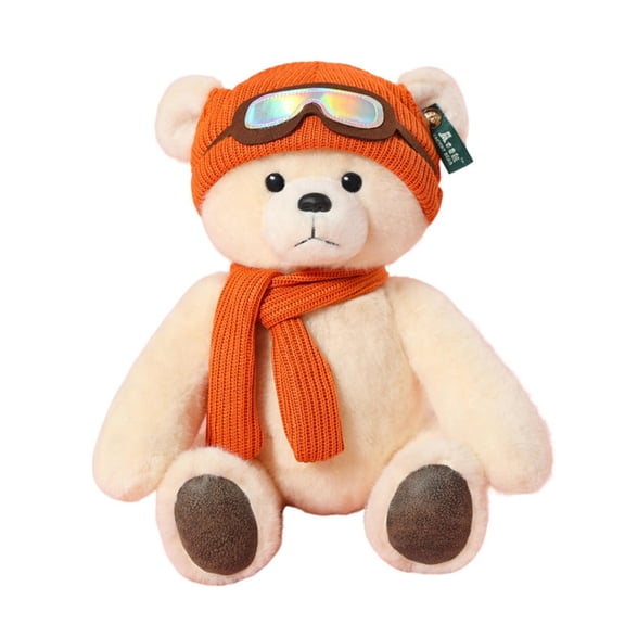 White Classic Hooded Teddy Bear Stuffed Toy For Kids With Brown Bear Doll For Soft Collectible Plush For Christmas Year Gift