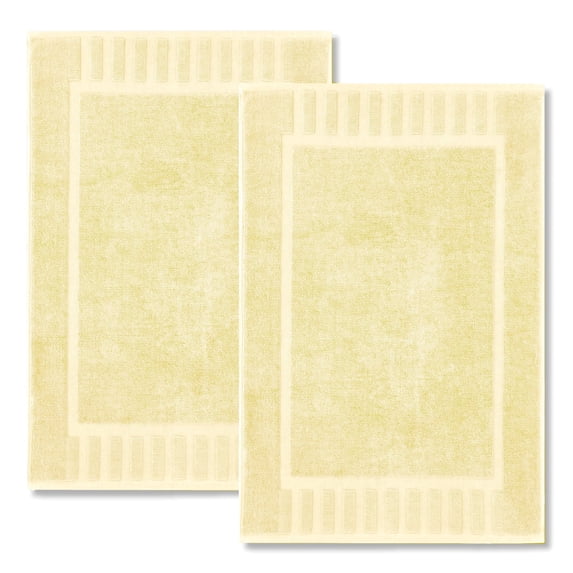 White Classic Hotel Collection Absorbent Cotton Bath Mats, Spa Reversible Floor Towels, not a Bathroom Rug, Beige, 22 x 34, 2 Pack