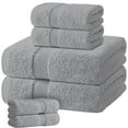 thumbnail image 1 of White Classic Light Gray Bath Towel Set of 6 - 100% Cotton Highly Absorbent Towels for Bathroom, 2 Luxury Bath Towels 650GSM, 2 Hand Towels, 2 Washcloths, 1 of 7